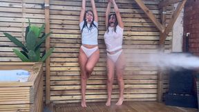 Scarlett Rose and Lauren Rice in Kinky girls hosed down