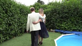 Busty French MILF in Garden Foursome