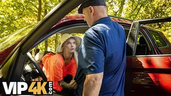 Blonde teen Ariela Donovan fucks older man outdoors