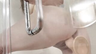 Angel Ryder caught by stepbro while using dildo in shower