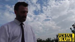 UKSubSluts com - Green hair rebel Phoenix Madina plays outside