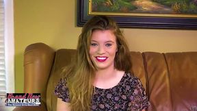 busty innocent ginger aubrey nd rubs her tits and fingers her pussy!