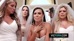 Guy fucks 5 milf brides