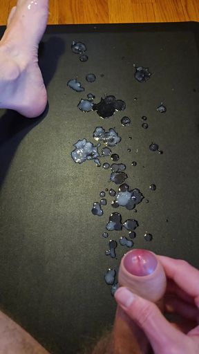 Soft to hard quick huge cum on standing mat, floor, and feet from slowly stroking