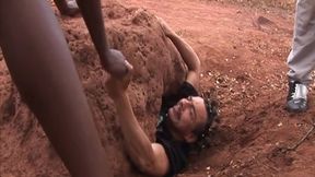 Mature Ebony MILF Takes Multiple Cocks Outdoors