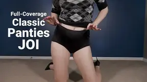 Black Satin Full-Coverage Classic Briefs JOI Tease - Granny Panty Fetish - Kylie Jacobsx