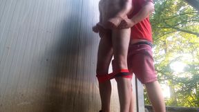 Meeting with a well hung twink at the park that ends with a bareback fuck