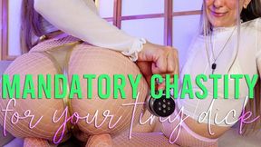 Mandatory chastity for your small dick - Femdom SPH humiliation