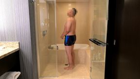 Asian Daddy Speedo Strip, Hot Shower and Masturbate