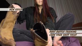 Barefoot in suede cowgirl boots: worship for sweat extraction