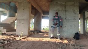 Alone in construction excited with PPE