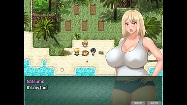 The Castaway Married Gal's Netorare Story [ NTR hentai game PornPlay] Ep.4 hot blonde got stuck in a hole on the beach