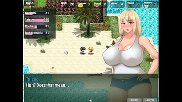 The Castaway Married Gal's Netorare Story [ NTR hentai game PornPlay] Ep.4 hot blonde got stuck in a hole on the beach