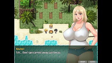 The Castaway Married Gal's Netorare Story [ NTR hentai game PornPlay] Ep.4 hot blonde got stuck in a hole on the beach