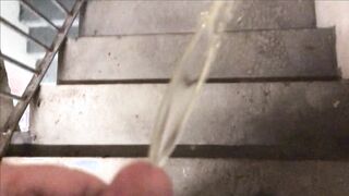 Peeing in a Public Stairwell - Urinating in Public