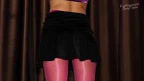 857 Shiny Pink Seamless Pantyhose