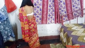 Red Saree Pe Bhabhi Ki Jomkar Chudai by Hushband Friend