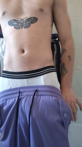 Tattoo Twink rubbing his big cock until sexy cumshot