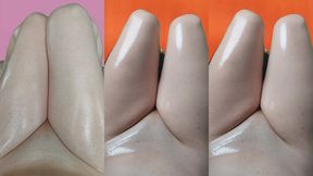 spraying oil on a very pretty pure cute dick sweet soft legs masturbating with thighs