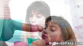 Tiny temptress sucking thick meat like it's her favorite treat