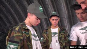 Sergeant Joris Leonard gives his new cadets the taste of his big dick