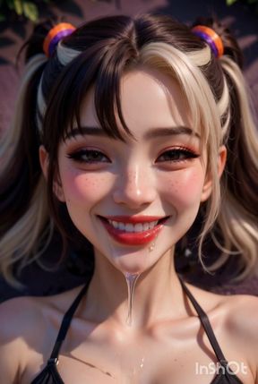 Horny AI slut masturbates on the floor until she cums