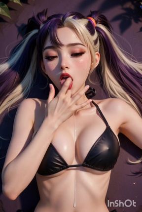 Horny AI slut masturbates on the floor until she cums