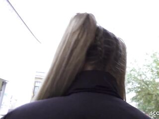 GERMAN SCOUT - Large Rod Anal Sex Casting for Pigtails Teen Crystal White in Berlin