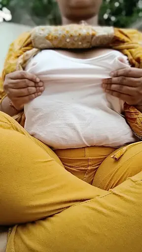 Village girl playing with her big boobs and nipples