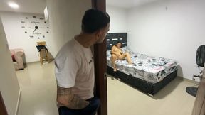 I catch my fucking stepmom masturbating in my underwear