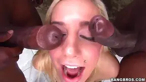 Blond Babe with Huge Tits Gets Steamy Interracial Double Penetration Thrills