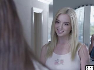 Lexi Lore and small teen sucked large hard dick and enjoyed coarse banging with teens kinky stepfather