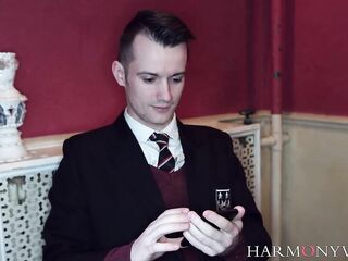 Nasty students banging fortunate teacher