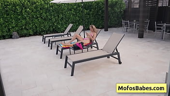 Natural busty blondie teen sucking fat dick near the pool - Lindsey Lakes, JMac