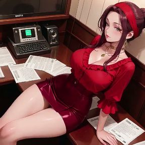 From Office to Hotel Bed, She Fixes Her Shirt While Locking Eyes with You
