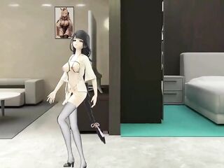 Shogun Raiden Dancing Tomboy Song Comics Genshin Impact MMD CG Cutie Half Exposed Ebony Hair Color Edit Smixix