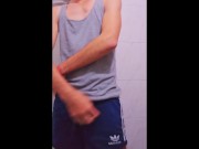 Sexy tattoed skinny latin jock strips on camera dancing reggaeton and jerks off in front of camera X