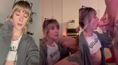 CUCK-CEPTION: sucking my boyfriend to a video of me fucking another man (HUGE FACIAL)