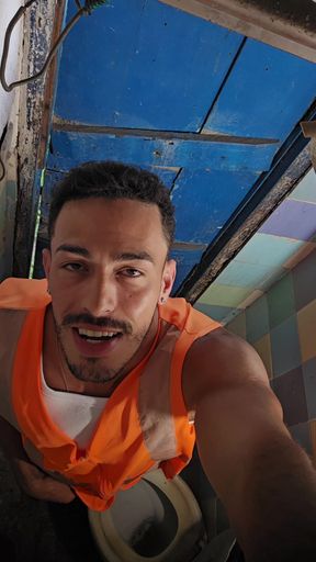 Two Construction Workers Making Out in the Company Bathroom.