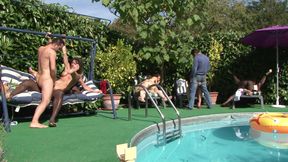 Horny swingers enjoying a hardcore orgy sex
