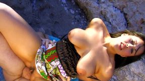 BIGTITS - Sexy Asian curvy babe enjoys pussy fuck on the beach