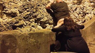 The hot girl tastes the guy's ass