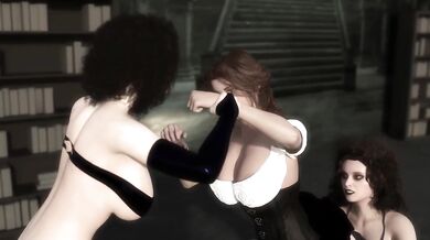 Hermione gets Futa Rough Threesome hogwarts big tits