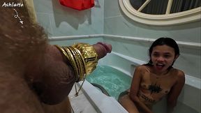 Old man dick is covered by gold but he pushing his stinky asshole on girls face and it'_s far from gold but pure sh***