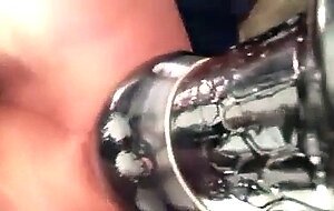 Shaved twink double bang ass streching