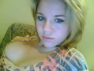 Delicious blonde teen cutie on webcam spreads her legs