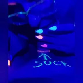 Blowjob with blacklight UV fun British couple bbw