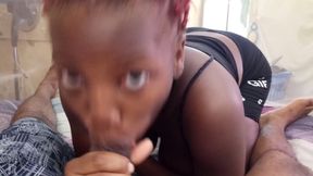 Sexy Thick Body Red Headed Dread Thot Girlfriend Sucking in Tenement Building