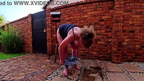 Desperate blonde milf pees in her clothes