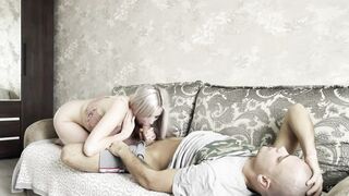 stepbrother doesnt wake up in the morning Stepsister will help with the best blowjob 9